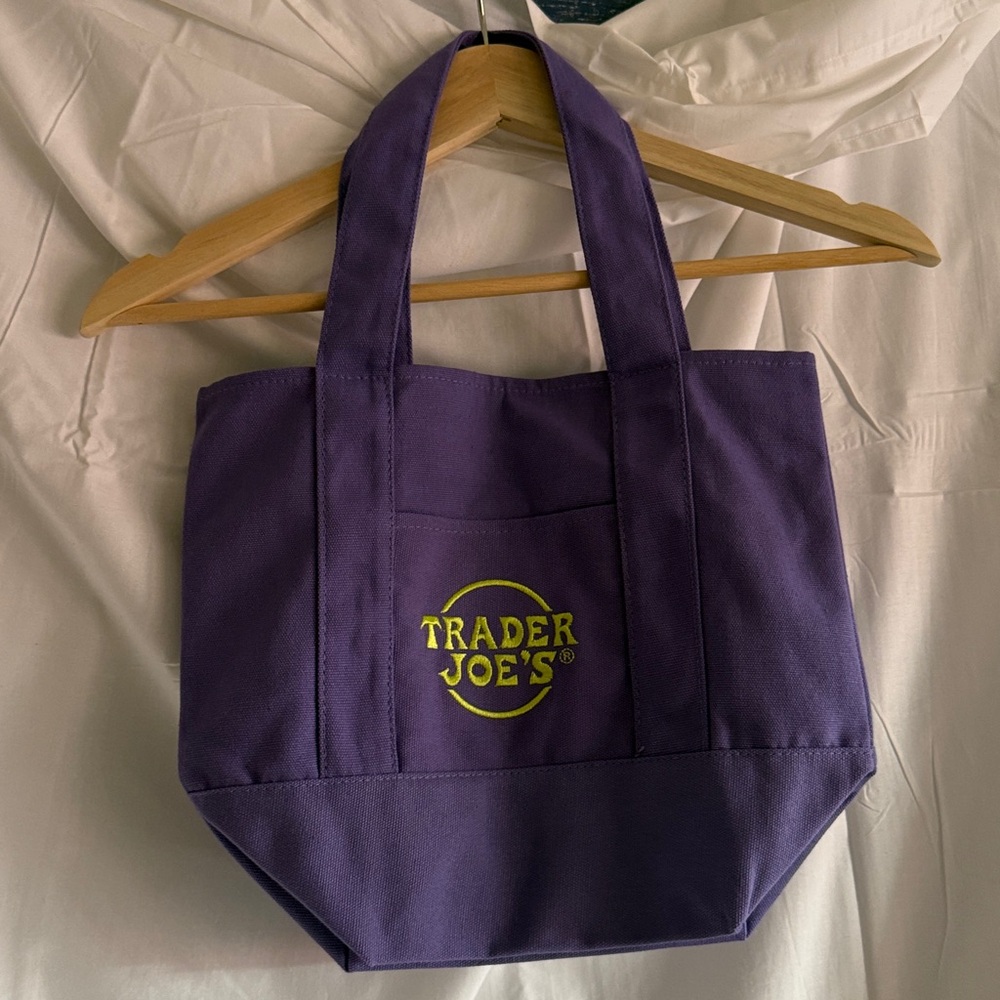 Trader Joe's Trick or Treat Canvas Purple Tote Bag